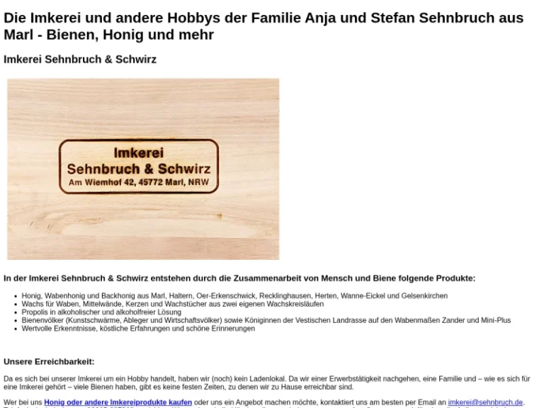 Imkerei Sehnbruch & Schwirz – Standort Herten - Nordrhein-Westfalen in Herten