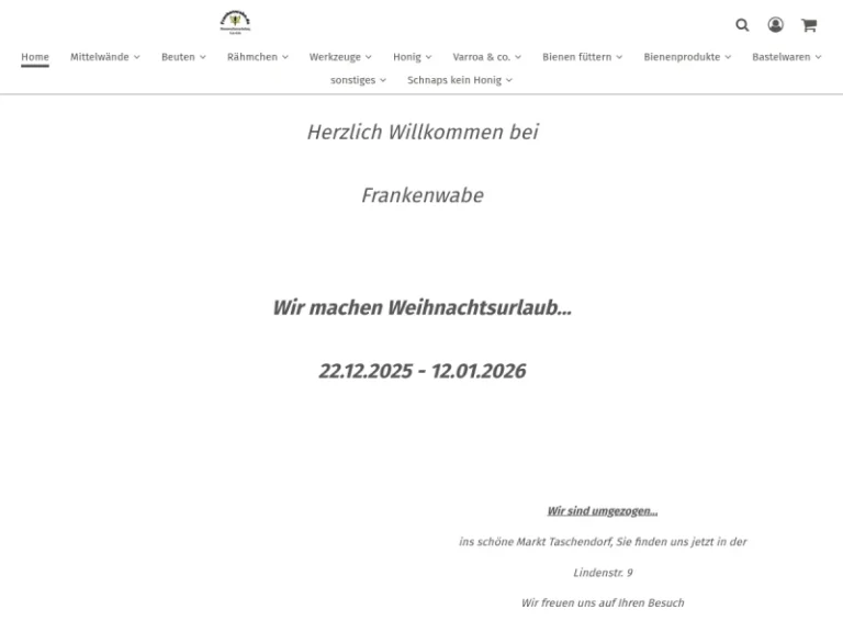 Frankenwabe Bienenwachsverarbeitung Imkereibedarf Alles rund um die Biene - Bayern in Markt Taschendorf