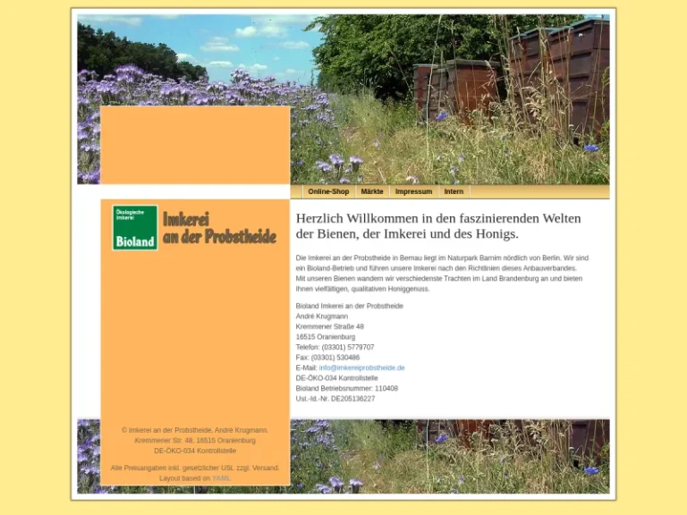 Bioland Imkerei An Der Probstheide Gbr - Brandenburg in Oranienburg