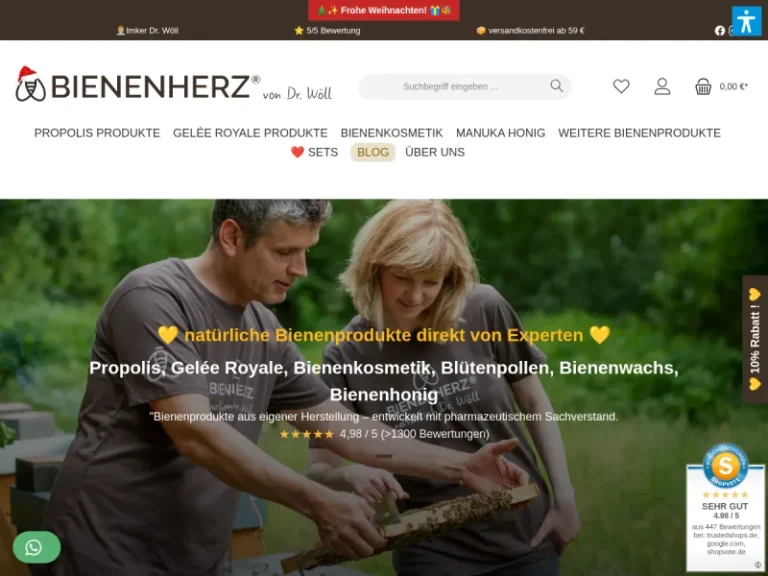 Bienenherz – Bienenprodukte wie Propolis, Gelee Royale und Bienenpollen & Naturkosmetik vom Imker und Apotheker Dr. Wöll - Thüringen in Saalfeld/Saale