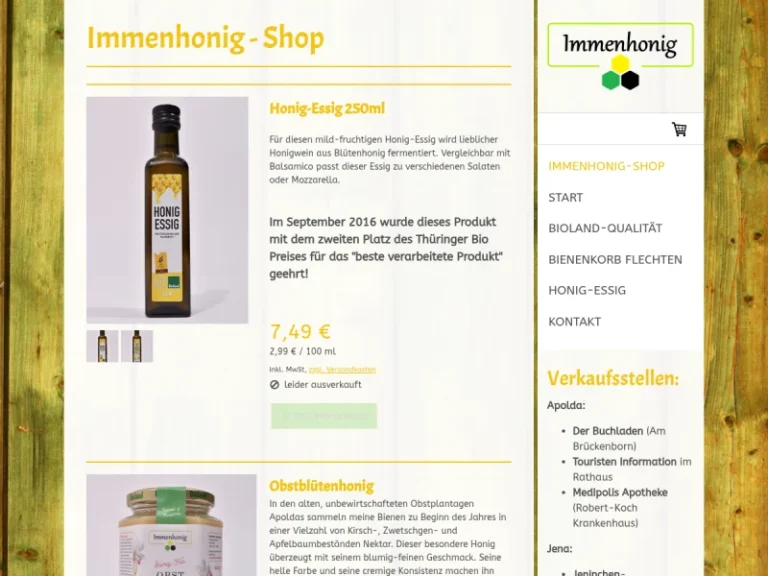 Immenhonig - Thüringen in Apolda