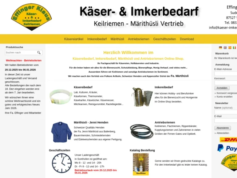 Käser- & Imkerbedarf – Klaus Effinger - Bayern in Sonthofen