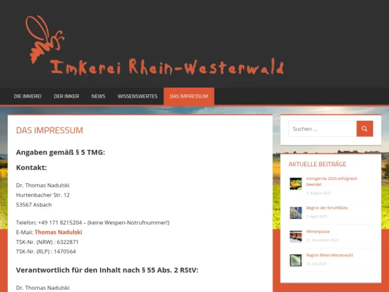 Imkerei Rhein-Westerwald - Rheinland-Pfalz in Asbach