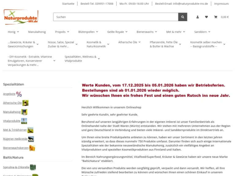 Naturprodukte-MV - Mecklenburg-Vorpommern in Faulenrost